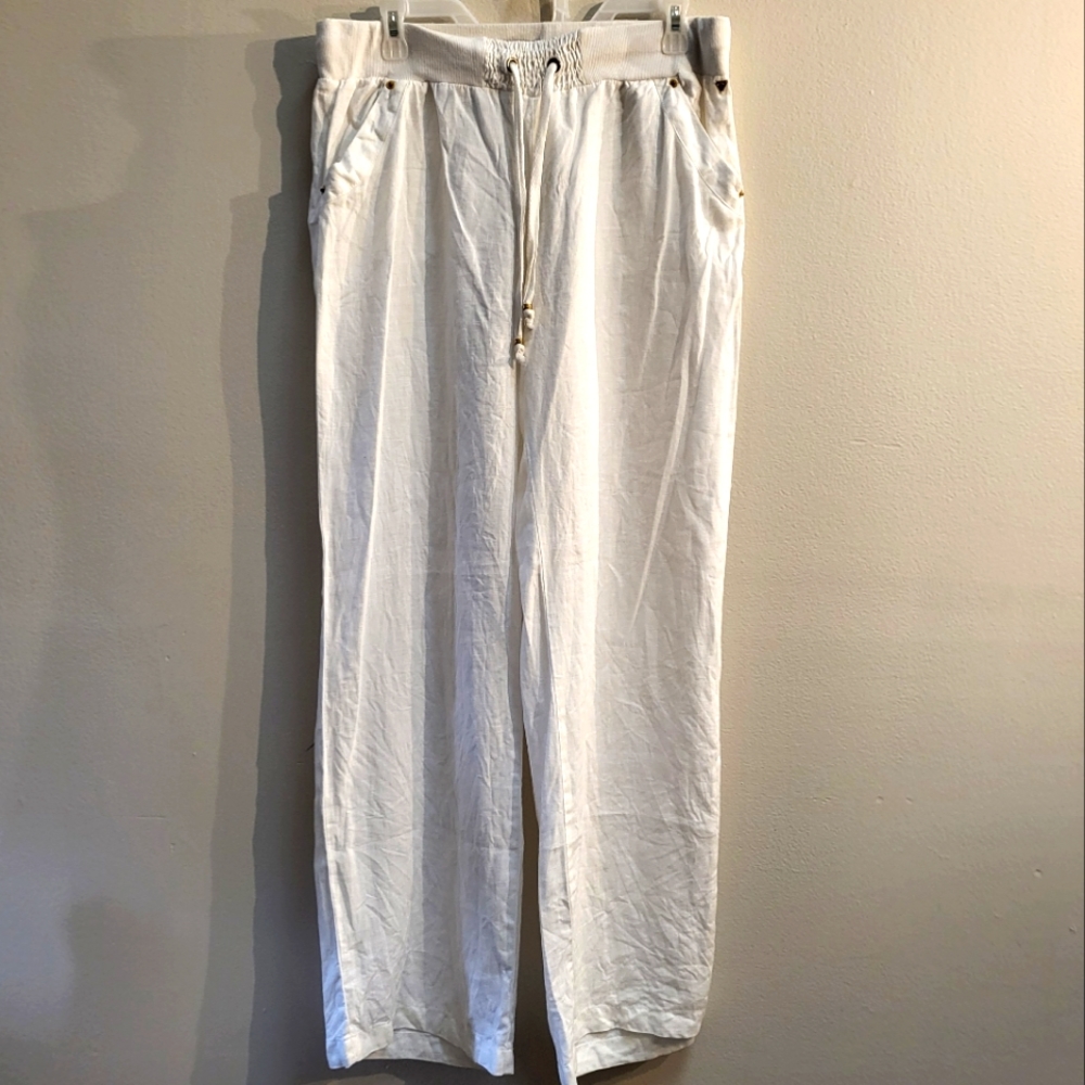 Guess Women's White Flare out with Drawstring Pants. Size Large